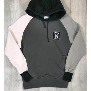 Teddy Fresh Hoodie Mens S Black Gray Colorblock Pullover Cotton Logo Pockets #10